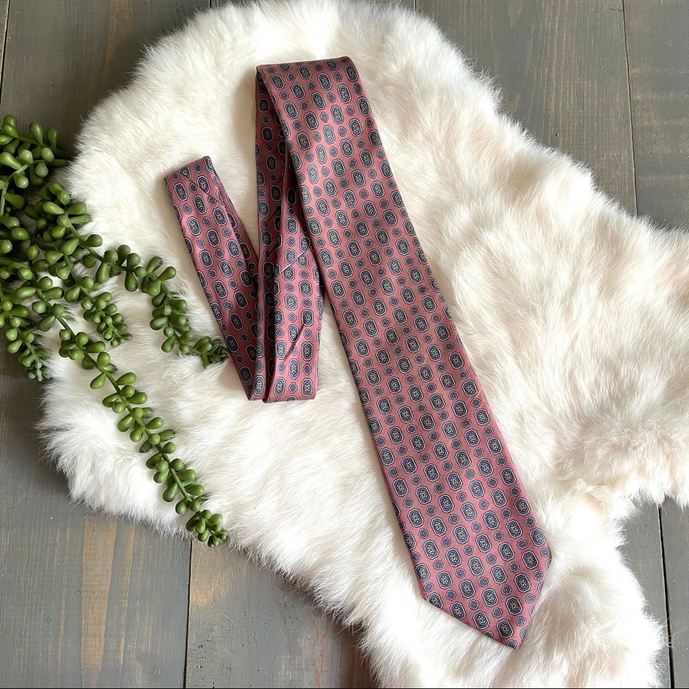Milano All Silk Tie Necktie Patterned Pink Blue